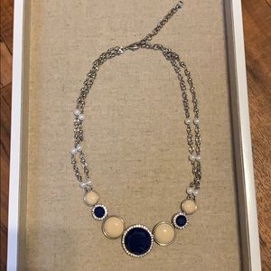 Lulu Avenue statement necklace. Blue & Cream.